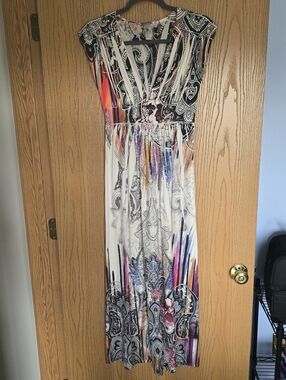 S-Twelve Y2k White Maxi Dress with Rhinestone Accents